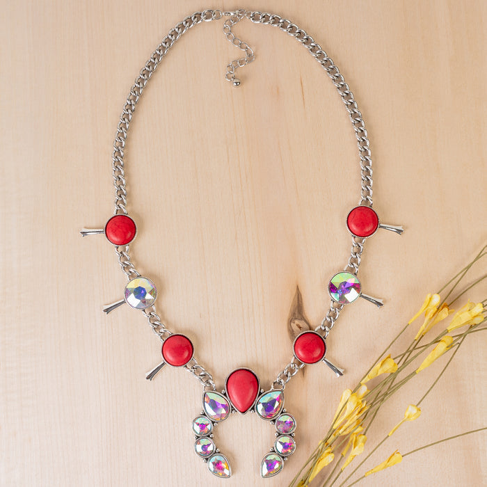 92114 - Squash Blossom Necklace - Red