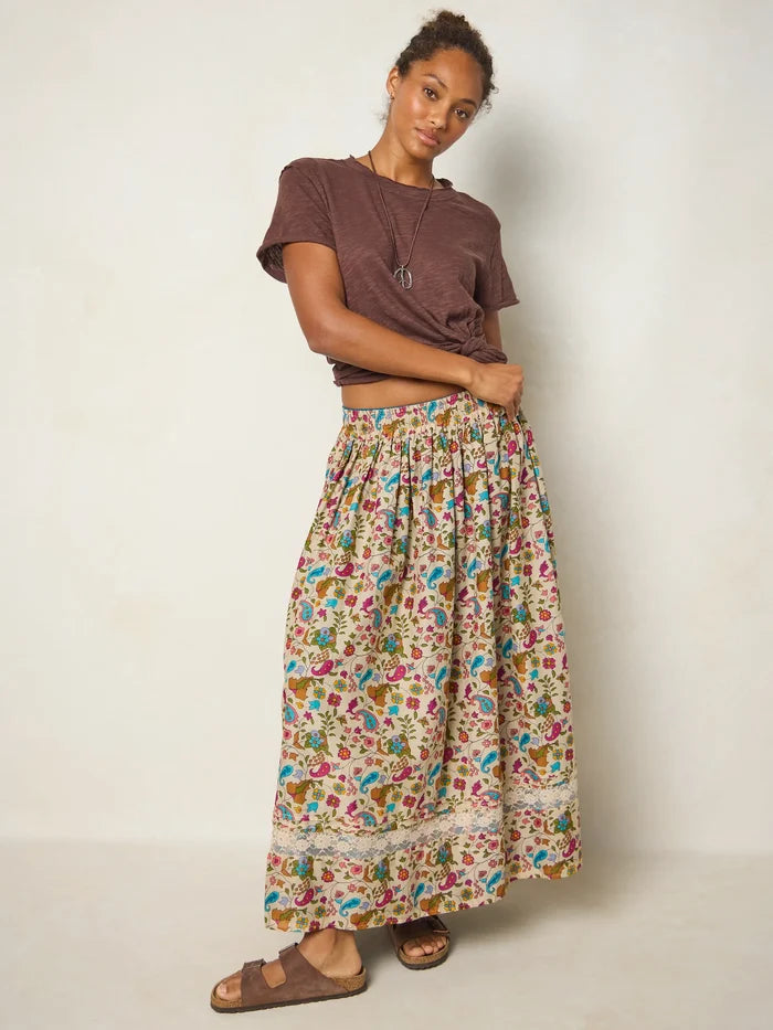 Emory Reversible Cotton Maxi Skirt - Paisley Petals Blue-view 7