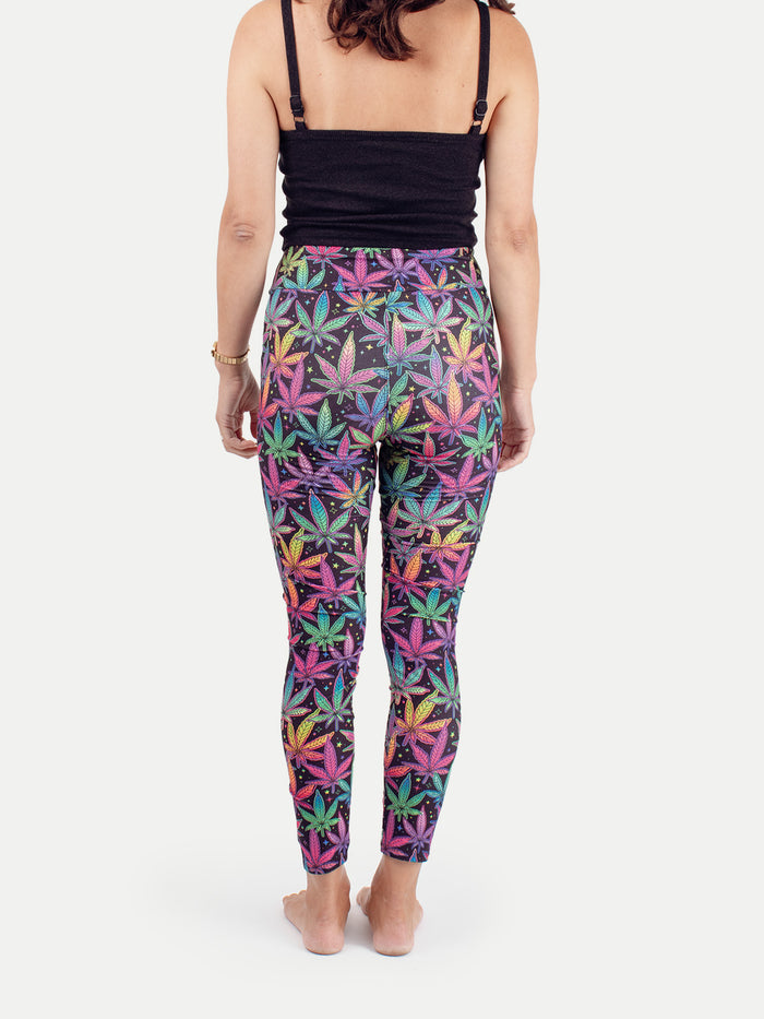 Festival Printed Leggings | Leaf Psychedelic-Image 3