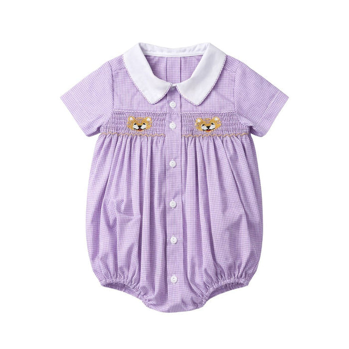 Krewe Purple Gingham Tiger Boys Bubble