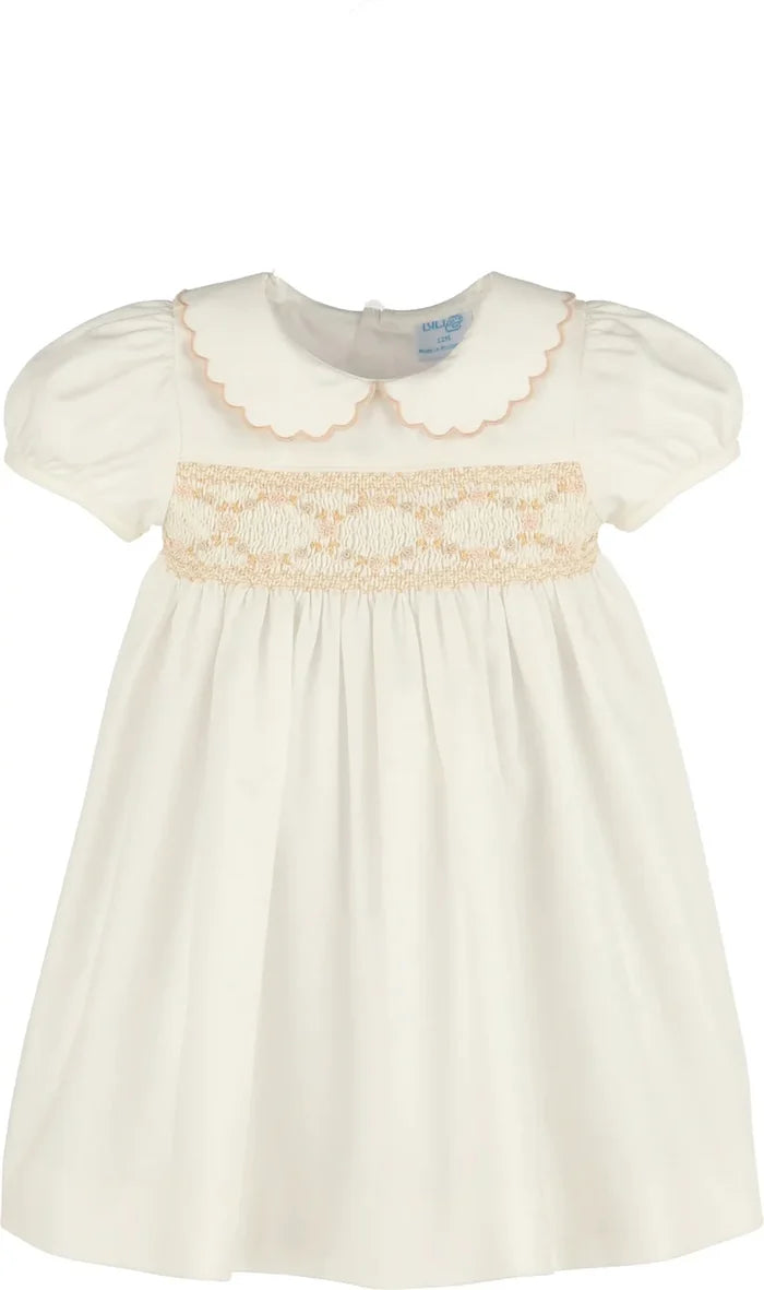 Luli & Me Classic Smock Dress-Ivory