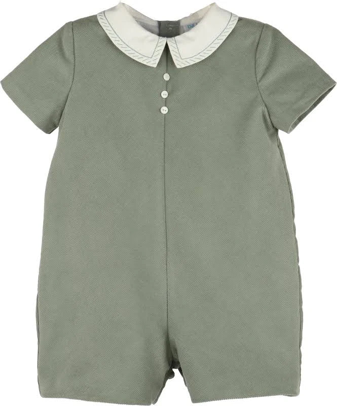 Luli & Me Cozy Corduroy Boy Romper-Green