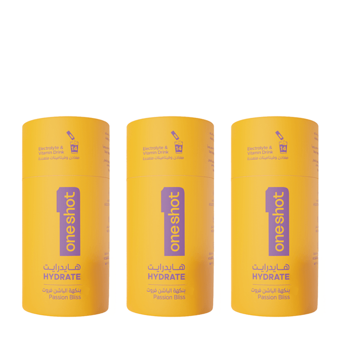 Oneshot Hydrate Electrolyte & Vitamin Drink Mix Passion Bliss 3 Pack Set - Beauty Tribe