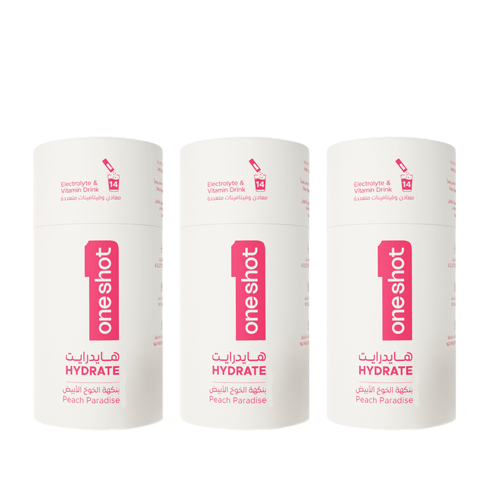 Oneshot Hydrate Electrolyte & Vitamin Drink Mix White Peach 3 Pack Set - Beauty Tribe