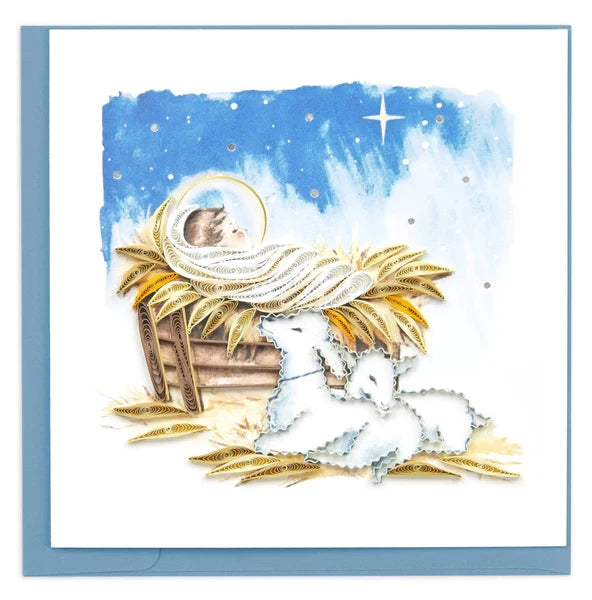 Quilling Card - Baby Jesus in Manger Christmas Card