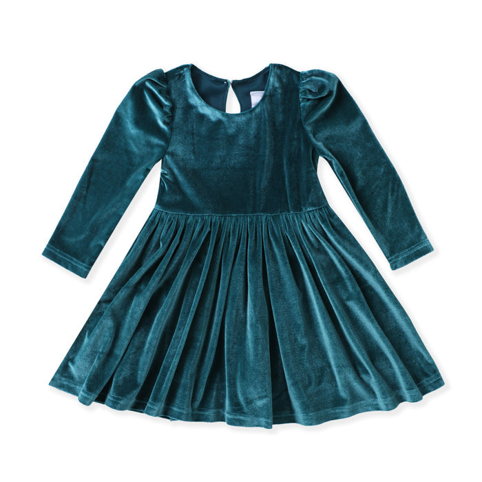 Swoon Baby Green Velvet Twirl Dress