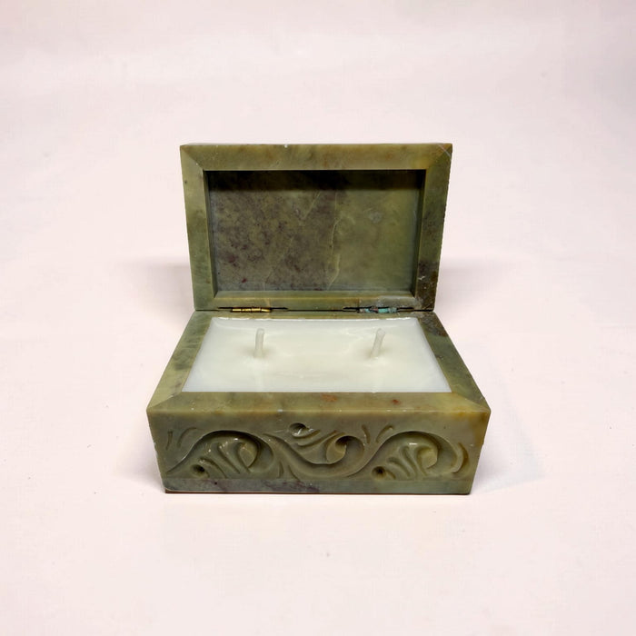 Vintage Carved Soapstone Elephant Trinket Candle