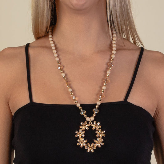 1178 - Crystal Pendant Necklace - Gold