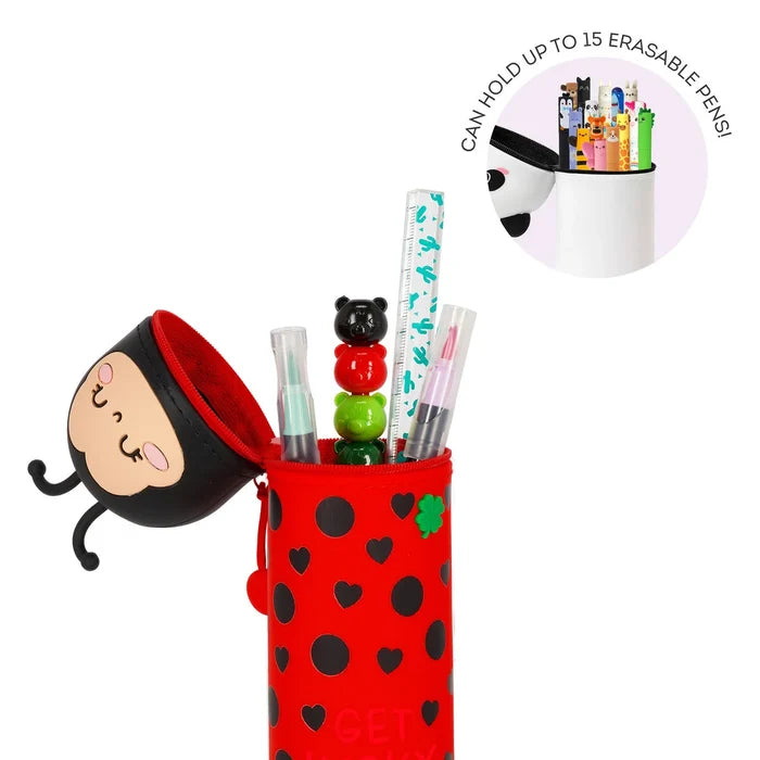 2-in-1 Pencil Case - Silicone - Ladybug - Details