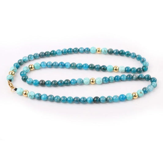 6mm Apatite and Turquoise Beaded Necklace