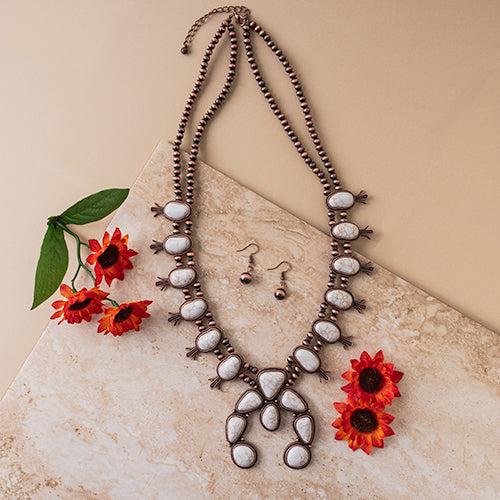 72686 - Squash Blossom Necklace - Ivory & Copper