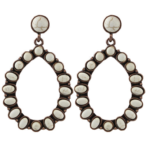 73618 - Squash Blossom Earrings - Ivory & Copper