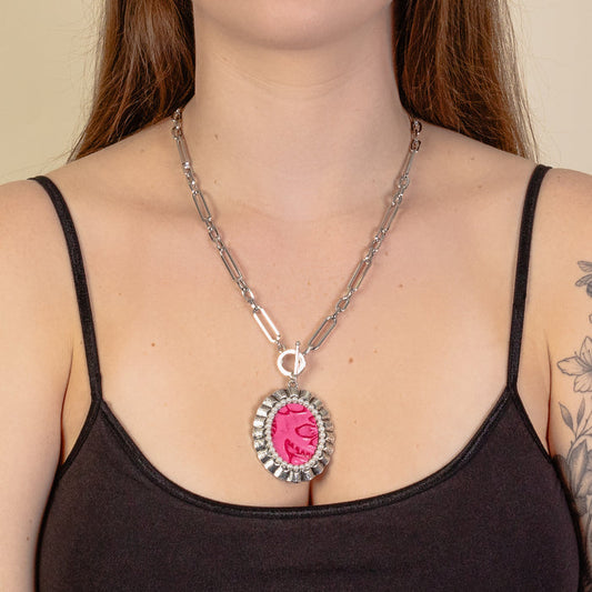 92062 - Western Squash Blossom Necklace - Fuchsia