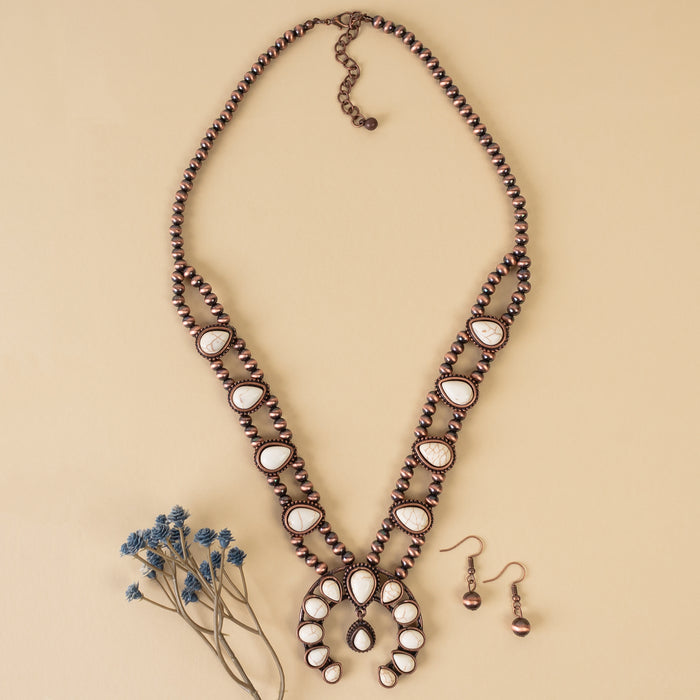 92092 - Squash Blossom Necklace - Ivory & Copper