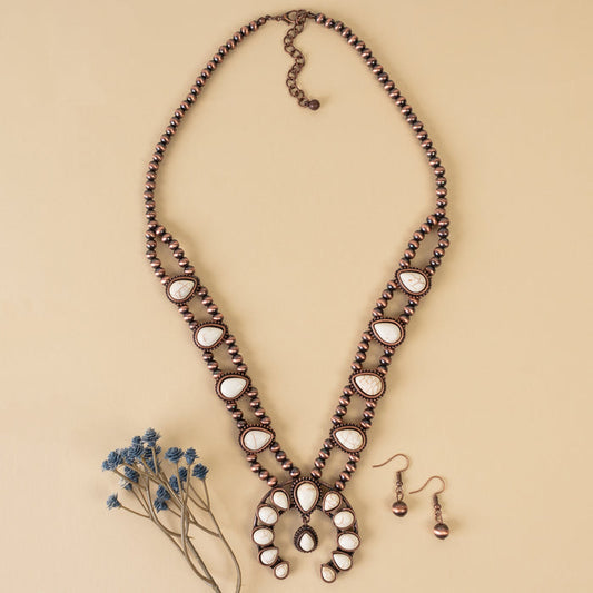 92092 - Squash Blossom Necklace - Ivory & Copper