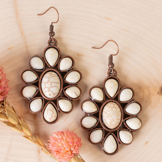 93344 - Squash Blossom Earrings - Ivory & Copper