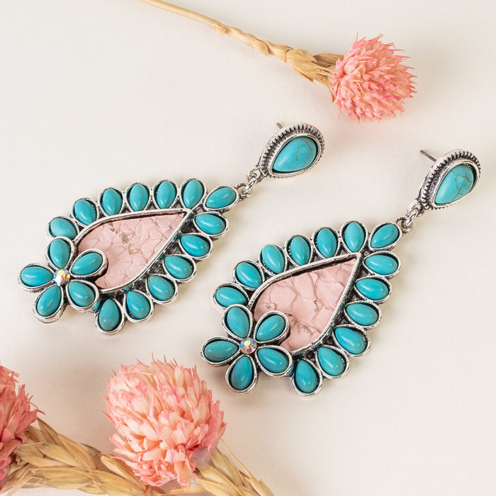 93345 - Squash Blossom Earrings - Turquoise & Silver