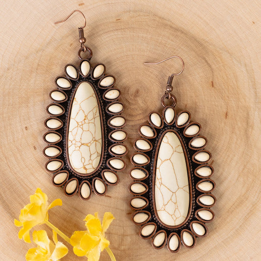93353 - Squash Blossom Earrings - Ivory & Copper