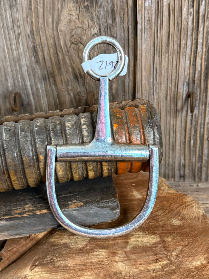 Silver snaffle bit necklace pendant with U-shaped mouthpiece and bail loop
