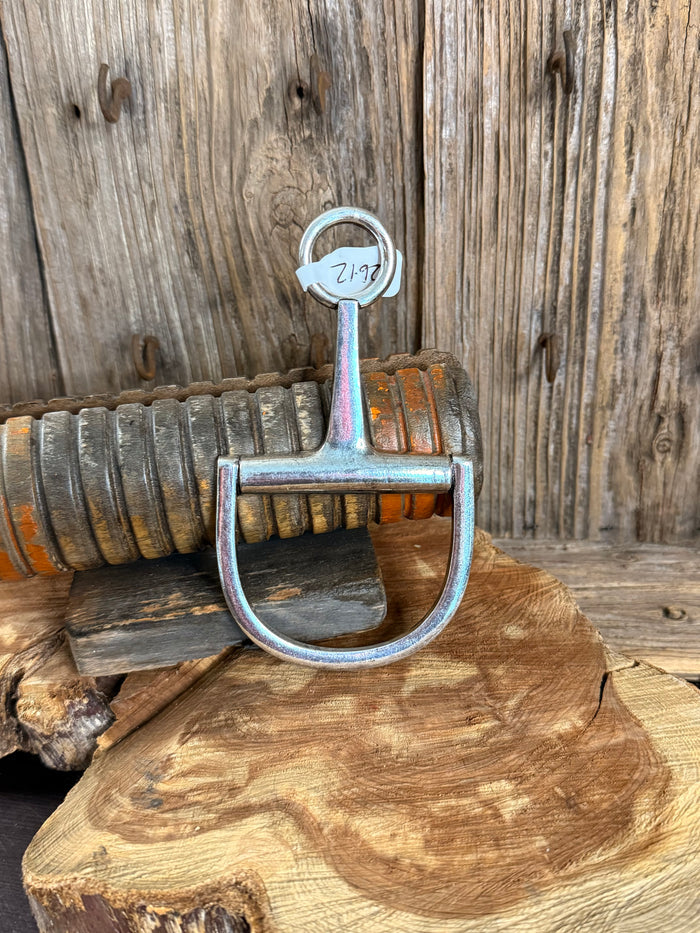 Silver snaffle bit necklace pendant with top loop and U-shaped bit detail
