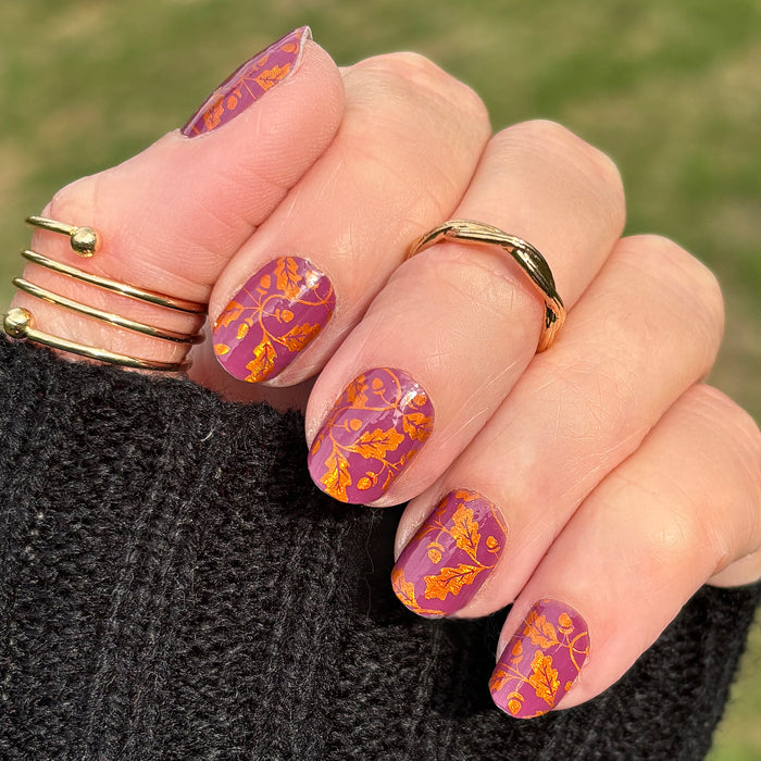 Acorns & Oak Leaves Exclusive Design Nail Wraps (HOLO FOIL)