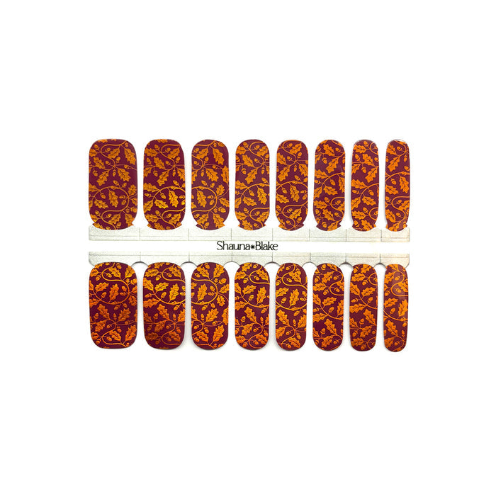 Acorns & Oak Leaves Exclusive Design Nail Wraps (HOLO FOIL)