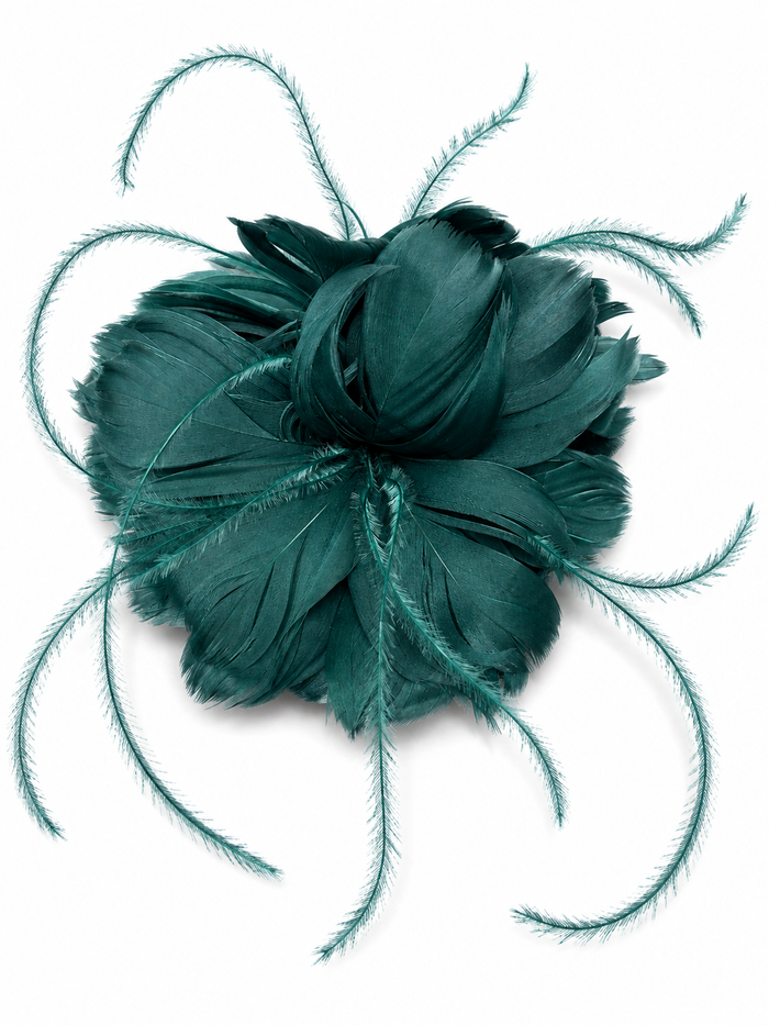 Alpine Green Feather Hair Clip Slide Fascinator