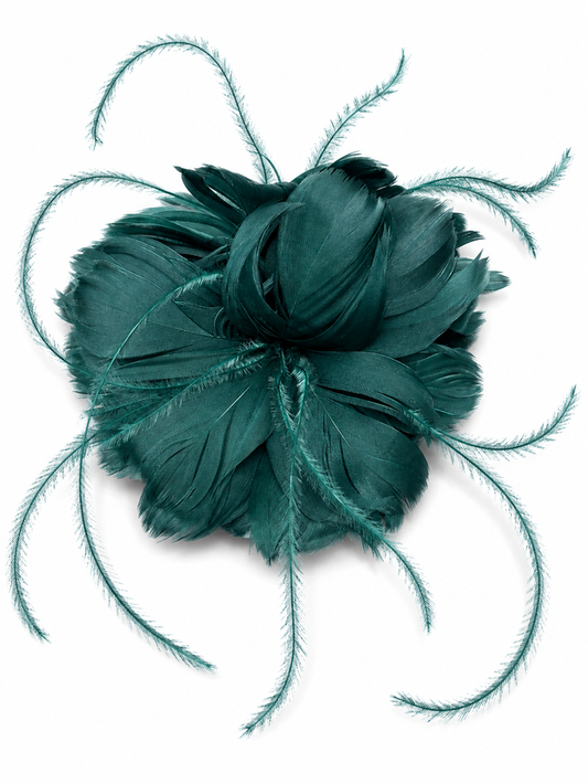 Alpine Green Feather Hair Clip Slide Fascinator
