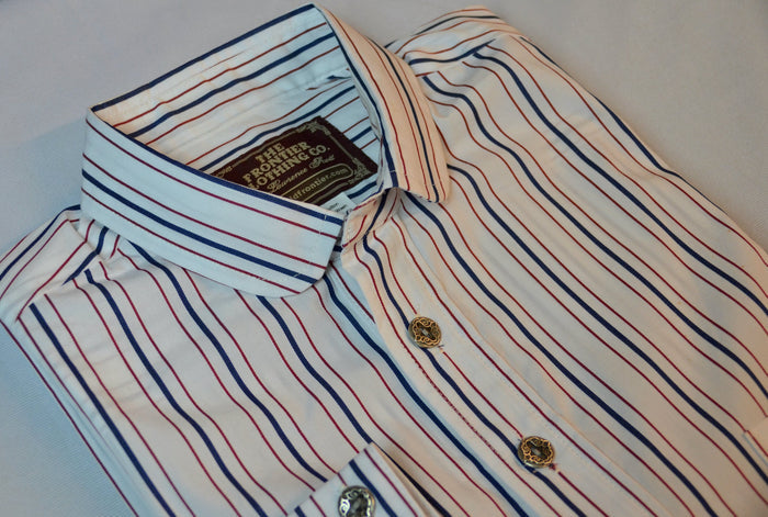Alternating Red and Blue Stripe Men's Dakota Shirt