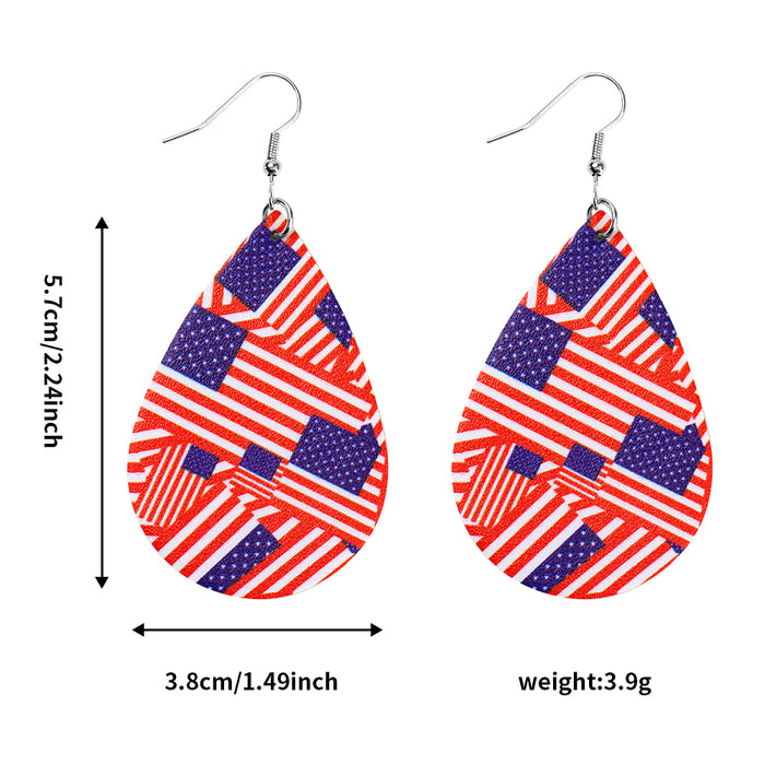 American Flag Faux Leather Teardrop Ear Bling Two Styles Available