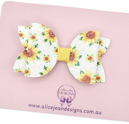 Annabelle Bow Hair Clip - Sunflowers