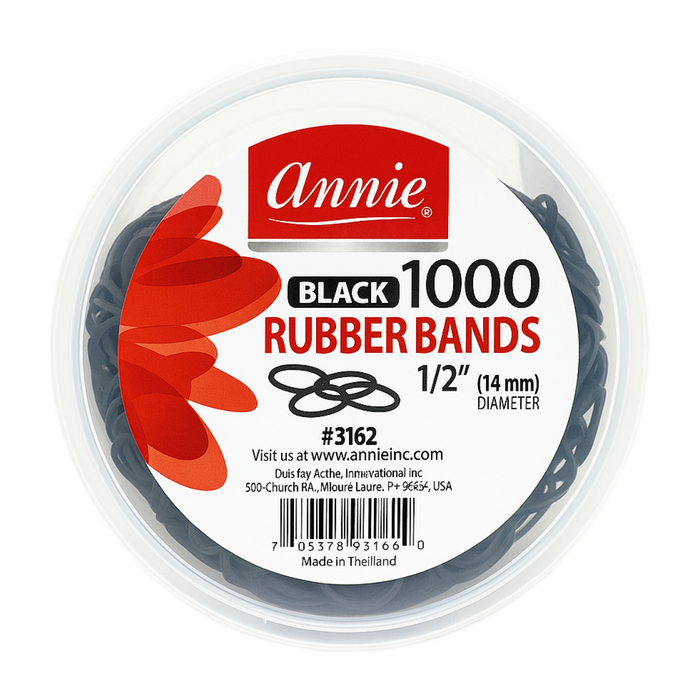 Annie Rubber Bands 1/2" 1000pcs [Black] #3162
