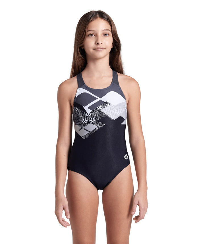 ARENA LOGO KIKKO SWIMSUIT SWIM PRO BACK - BLACK/GREY