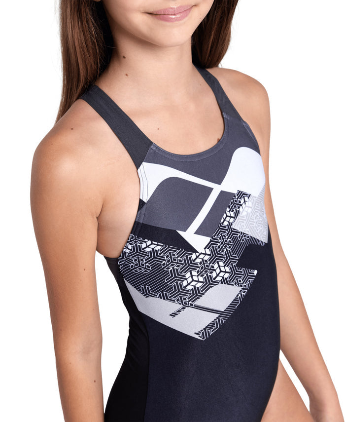 ARENA LOGO KIKKO SWIMSUIT SWIM PRO BACK - BLACK/GREY
