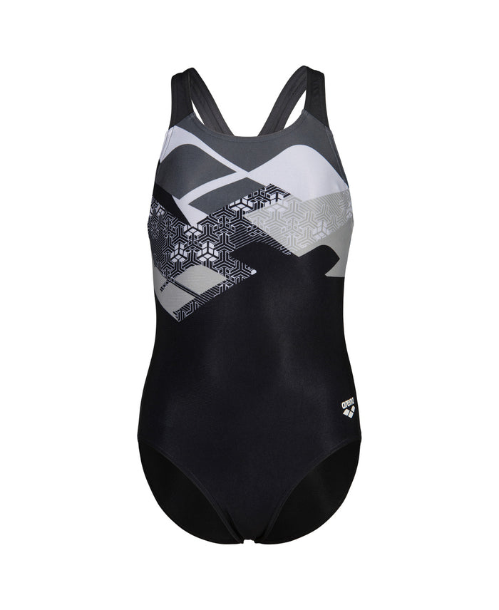 ARENA LOGO KIKKO SWIMSUIT SWIM PRO BACK - BLACK/GREY