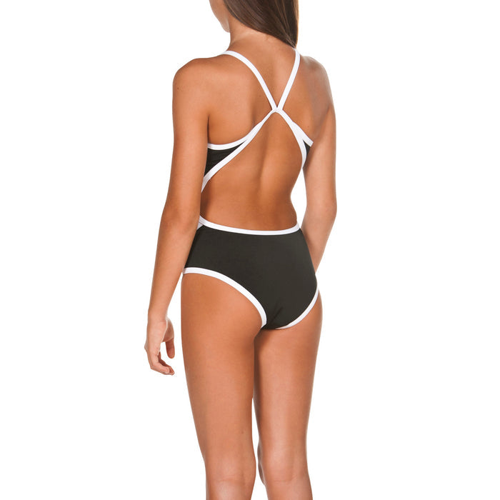 Arena Team Stripe badedragt Junior - Sort/hvid