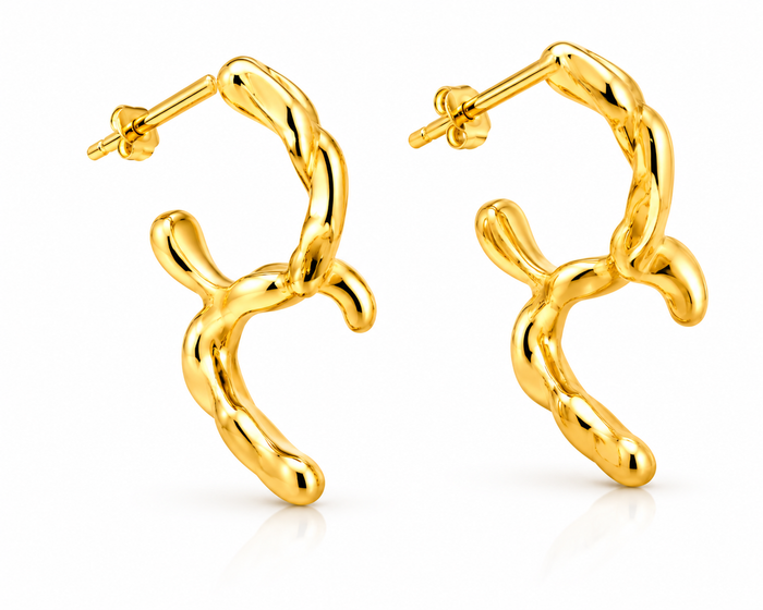 Ason Double C Stud Earrings 18K Gold