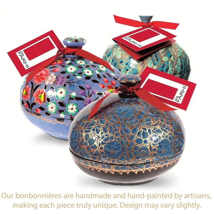 Assorted Chocolate Coated Almonds in a Handmade Bonbonnière, Palm Oil Free, 130g