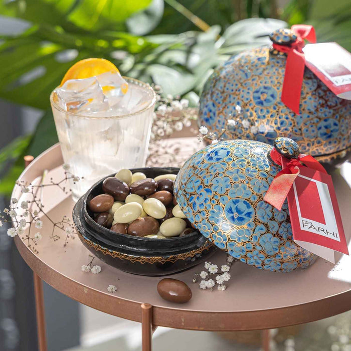 Assorted Chocolate Coated Almonds in a Handmade Bonbonnière, Palm Oil Free, 130g