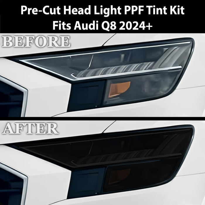 Full Headlight Taillight Precut Smoked PPF Tint Kit Film Overlay Fits Audi Q8 2019 - 2024 - Bogar Tech Designs