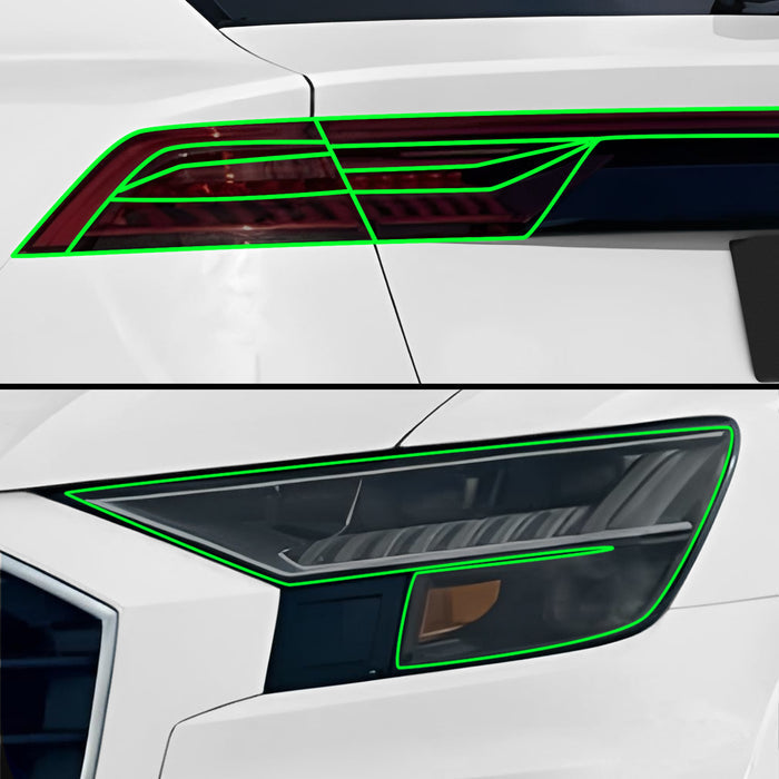 Full Headlight Taillight Precut Smoked PPF Tint Kit Film Overlay Fits Audi Q8 2019 - 2024 - Bogar Tech Designs