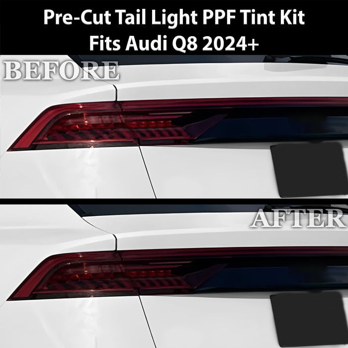 Full Headlight Taillight Precut Smoked PPF Tint Kit Film Overlay Fits Audi Q8 2019 - 2024 - Bogar Tech Designs