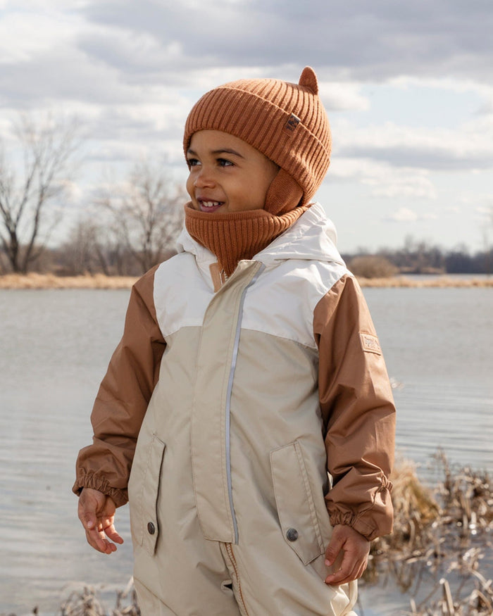 Baby Mid-Season One-Piece Outerwear With Hat Beige-1