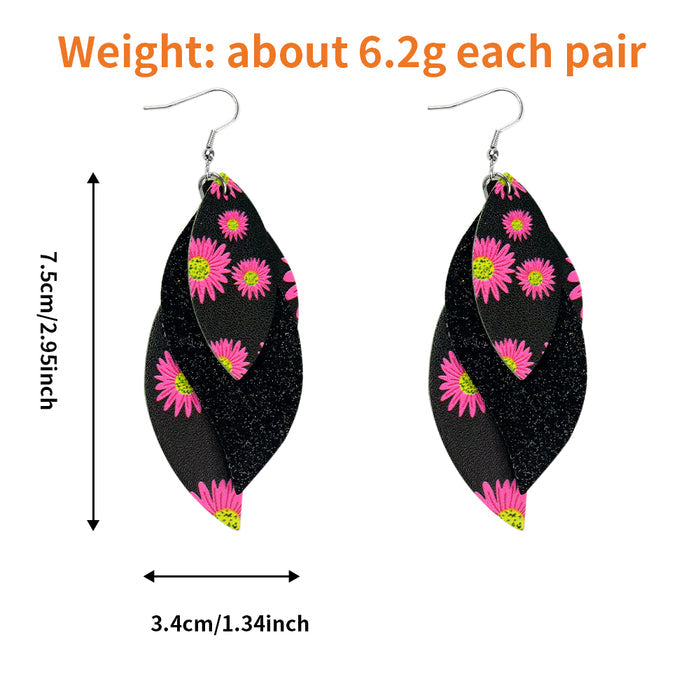Barbie Pink Leopard Drip Faux Leather Teardrop Ear Bling Two Styles Available