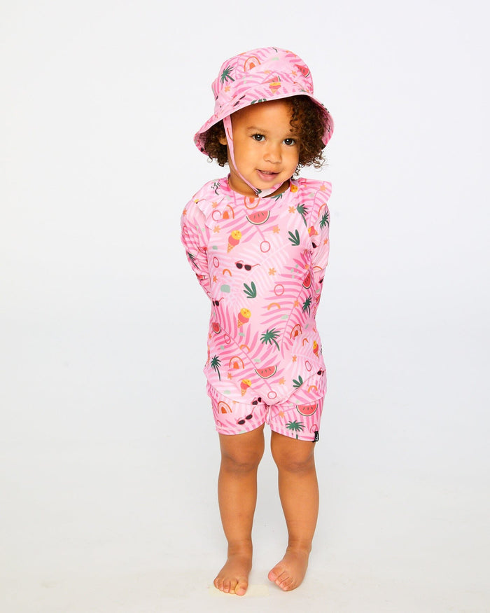 Beach Hat Pink Beach Print-1