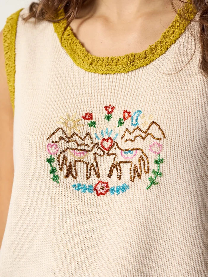 Beaded Sweater Tank - Horses-view 2