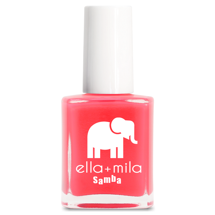Bellini bright coral hot pink nail polish bottle – ella+mila