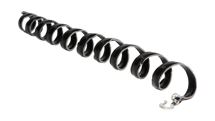 Black Leather Ponytail Wrap - 12" Adjustable Biker Accessory side view