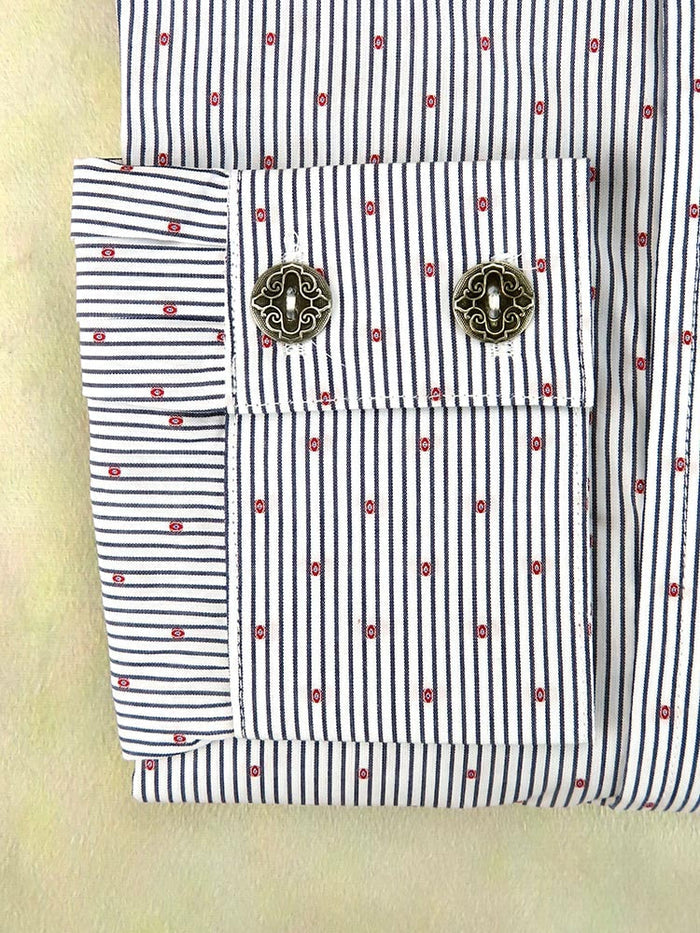 Black Pencil Stripe with Red Accent Men's Dakota Shirt