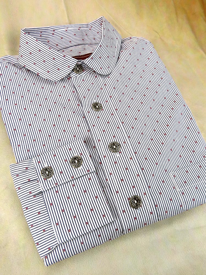 Black Pencil Stripe with Red Accent Men's Dakota Shirt